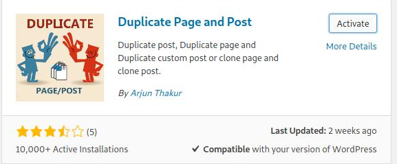 duplicate page wordpress plugin