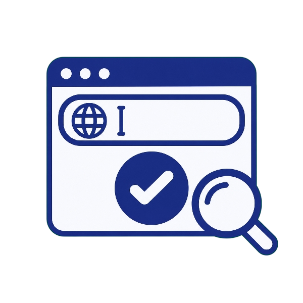 Illustration explaining how to search for a domain name
